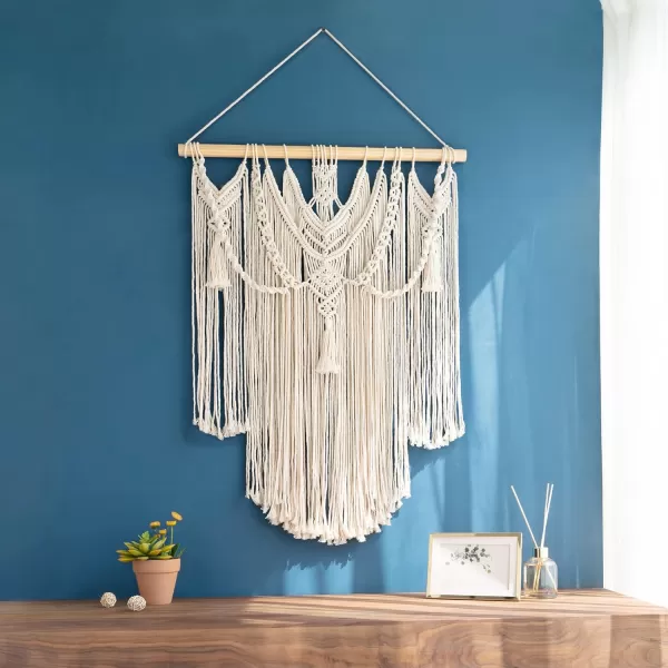 Mkono Macrame Wall Hanging Boho Home Decor Chic Woven Decoration for Bedroom Living Room Apartment Dorm Gallery Perfect Handmade Ideas 1 Pack Large Size 36quotx35quotMedium