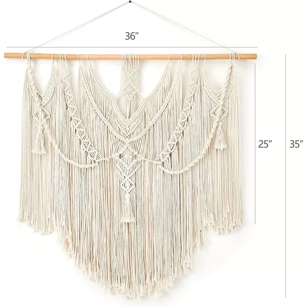 Mkono Macrame Wall Hanging Boho Home Decor Chic Woven Decoration for Bedroom Living Room Apartment Dorm Gallery Perfect Handmade Ideas 1 Pack Large Size 36quotx35quotLarge