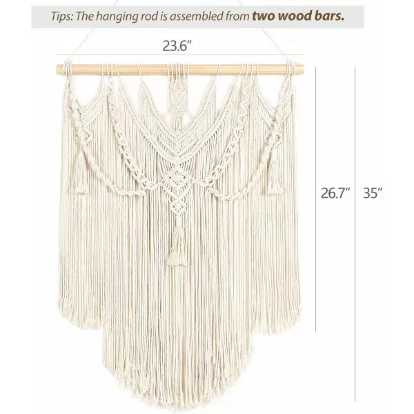Mkono Macrame Wall Hanging Boho Home Decor Chic Woven Decoration for Bedroom Living Room Apartment Dorm Gallery Perfect Handmade Ideas 1 Pack Large Size 36quotx35quotMedium