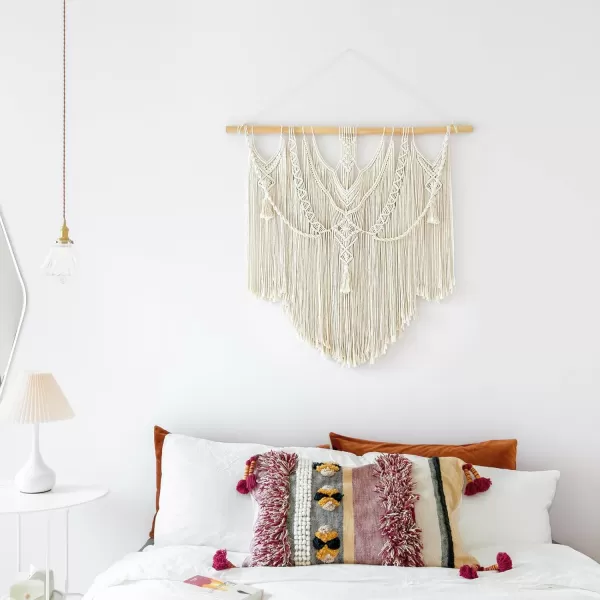 Mkono Macrame Wall Hanging Boho Home Decor Chic Woven Decoration for Bedroom Living Room Apartment Dorm Gallery Perfect Handmade Ideas 1 Pack Large Size 36quotx35quotLarge