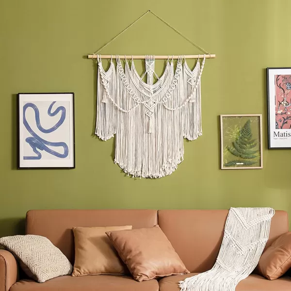 Mkono Macrame Wall Hanging Boho Home Decor Chic Woven Decoration for Bedroom Living Room Apartment Dorm Gallery Perfect Handmade Ideas 1 Pack Large Size 36quotx35quotLarge