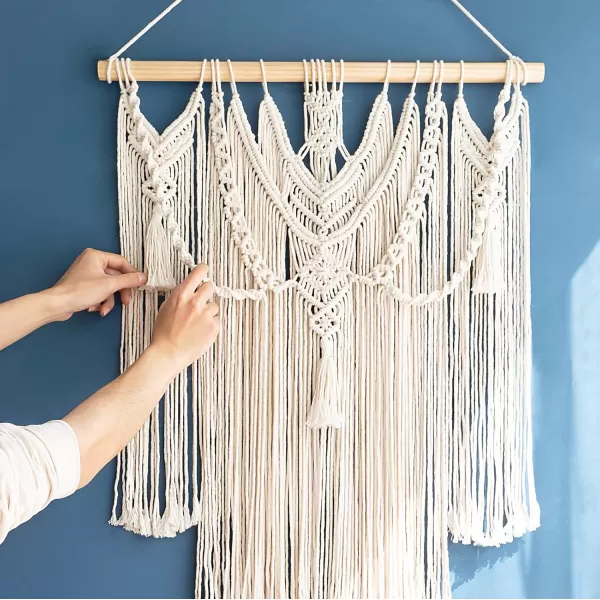 Mkono Macrame Wall Hanging Boho Home Decor Chic Woven Decoration for Bedroom Living Room Apartment Dorm Gallery Perfect Handmade Ideas 1 Pack Large Size 36quotx35quotMedium