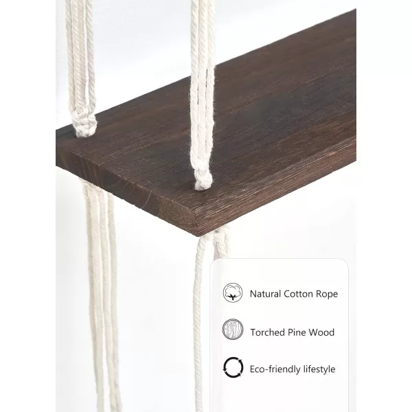 Mkono Macrame Wall Hanging Shelf 3 Tier Wood Floating Shelves with Cute Woven Rope Boho Room Decor Display Photos Plant Hanging Storage Shelves for Bathroom Bedroom Living Room Nursery