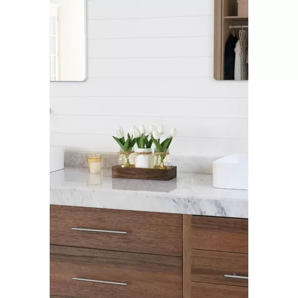 Mkono Mason Jar Lights Centerpiece Table Decoration with Artificial Tulip Farmhouse Coffee Table Decor Wood Tray with Fake Flowers for Mantel Dining Room Kitchen Living Room Wedding Decor