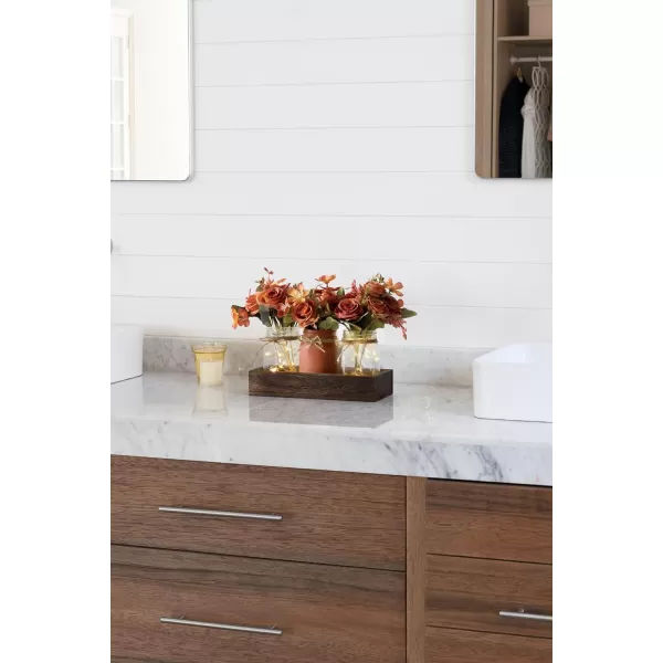 Mkono Mason Jar Lights Centerpiece Table Decorations for Farmhouse Coffee Table Wood Tray 3 Jars Flowers for Kitchen Dining Living Room Summer Fall DecorOrange
