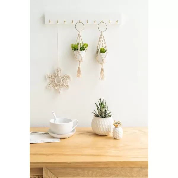 Mkono Mini Macrame Plant Car Accessories Rear View Mirror Charm Cute Hanging Rearview Car Decor Boho Hanger with Artificial Succulent Plants Gifts for Plant Lover Set of 2 RedWhite
