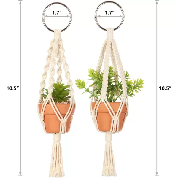 Mkono Mini Macrame Plant Car Accessories Rear View Mirror Charm Cute Hanging Rearview Car Decor Boho Hanger with Artificial Succulent Plants Gifts for Plant Lover Set of 2 RedRed