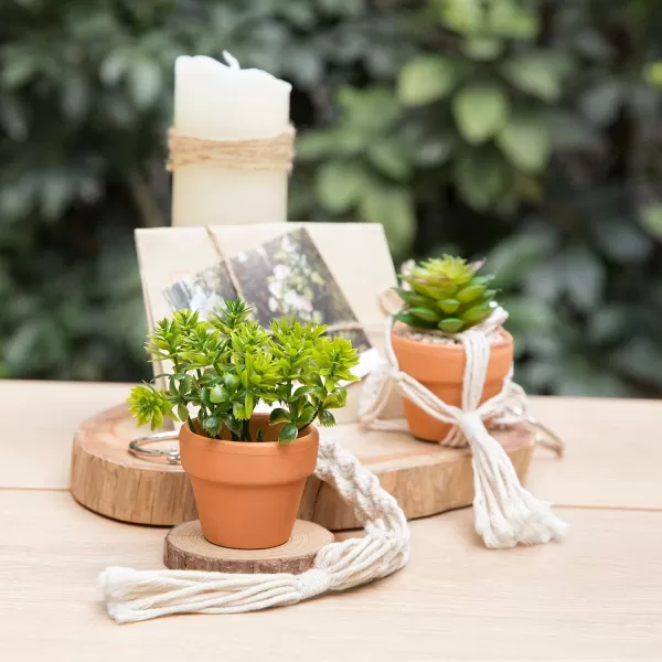 Mkono Mini Macrame Plant Car Accessories Rear View Mirror Charm Cute Hanging Rearview Car Decor Boho Hanger with Artificial Succulent Plants Gifts for Plant Lover Set of 2 RedRed