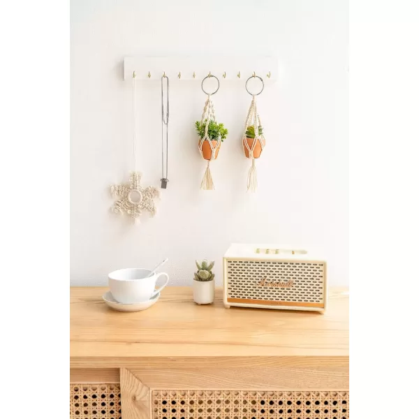 Mkono Mini Macrame Plant Car Accessories Rear View Mirror Charm Cute Hanging Rearview Car Decor Boho Hanger with Artificial Succulent Plants Gifts for Plant Lover Set of 2 RedRed