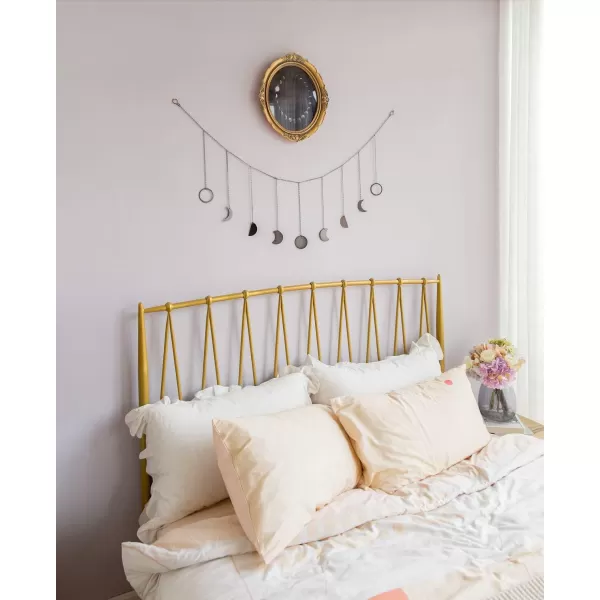Mkono Moon Phase Wall Hanging Boho Aesthetic Room Decor Metal Moons Garland Hanging Art Bohemian Home Decoration for Girls Room Nursery Bedroom Livingroom Dorm Ideal Gift Gold 50quotBlack