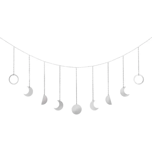 Mkono Moon Phase Wall Hanging Boho Aesthetic Room Decor Metal Moons Garland Hanging Art Bohemian Home Decoration for Girls Room Nursery Bedroom Livingroom Dorm Ideal Gift Gold 50quotSilver