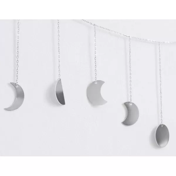 Mkono Moon Phase Wall Hanging Boho Aesthetic Room Decor Metal Moons Garland Hanging Art Bohemian Home Decoration for Girls Room Nursery Bedroom Livingroom Dorm Ideal Gift Gold 50quotSilver