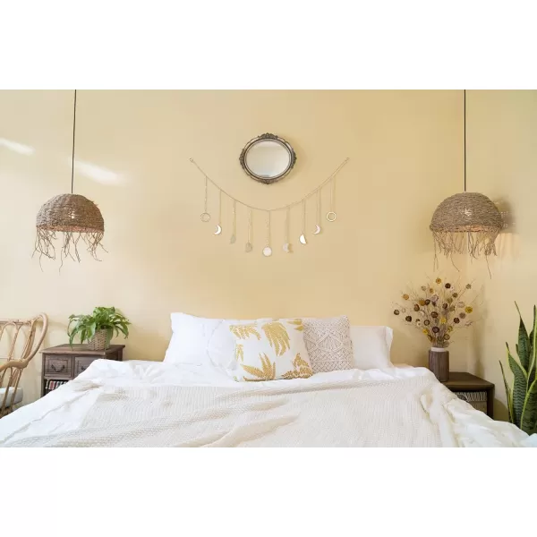 Mkono Moon Phase Wall Hanging Boho Aesthetic Room Decor Metal Moons Garland Hanging Art Bohemian Home Decoration for Girls Room Nursery Bedroom Livingroom Dorm Ideal Gift Gold 50quotSilver