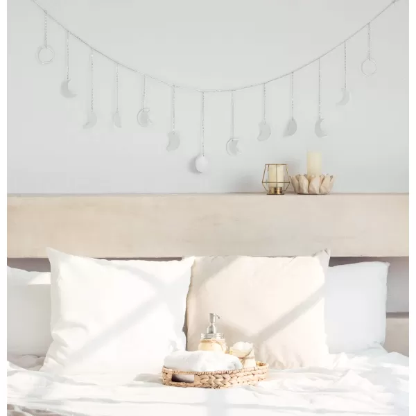 Mkono Moon Phase Wall Hanging Boho Aesthetic Room Decor Metal Moons Garland Hanging Art Bohemian Home Decoration for Girls Room Nursery Bedroom Livingroom Dorm Ideal Gift Gold 50quotSilver