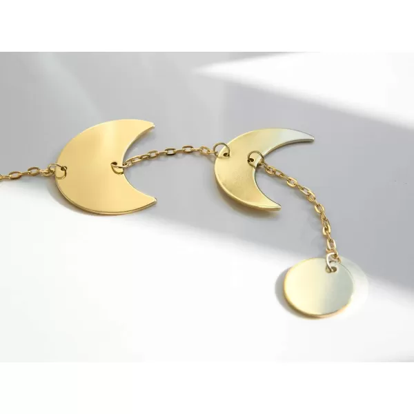 Mkono Moon Phase Wall Hanging Metal Boho Home Decor Vertical Chic Moon Garland for Dorm Nursery Bedroom Living Room Apartment Office Decorative Wall Art Gift for Girls Mom GoldGold