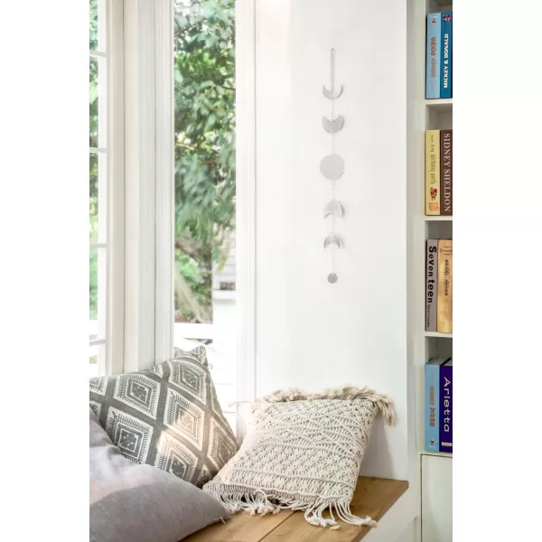 Mkono Moon Phase Wall Hanging Metal Boho Home Decor Vertical Chic Moon Garland for Dorm Nursery Bedroom Living Room Apartment Office Decorative Wall Art Gift for Girls Mom GoldSilver
