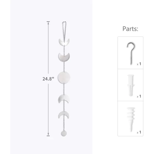 Mkono Moon Phase Wall Hanging Metal Boho Home Decor Vertical Chic Moon Garland for Dorm Nursery Bedroom Living Room Apartment Office Decorative Wall Art Gift for Girls Mom GoldSilver