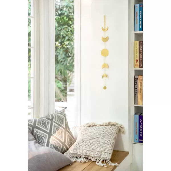 Mkono Moon Phase Wall Hanging Metal Boho Home Decor Vertical Chic Moon Garland for Dorm Nursery Bedroom Living Room Apartment Office Decorative Wall Art Gift for Girls Mom GoldGold