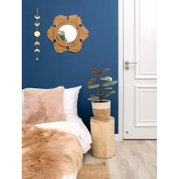 Mkono Moon Phase Wall Hanging Metal Boho Home Decor Vertical Chic Moon Garland for Dorm Nursery Bedroom Living Room Apartment Office Decorative Wall Art Gift for Girls Mom GoldGold