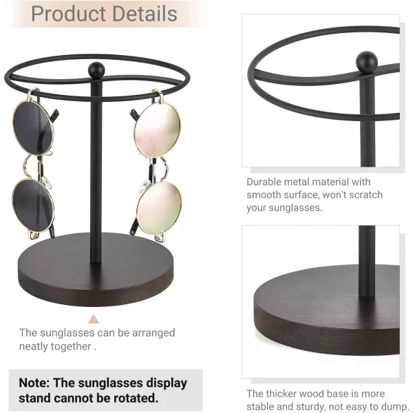 Mkono Sunglasses Organizer Glasses Holder Stand Metal Frame with Wood Base Sunglass Storage Display Eyeglasses Rack for up to 12 Pairs of Eyewear Glasses for Table Dresser Desk Bedroom BlackBlack