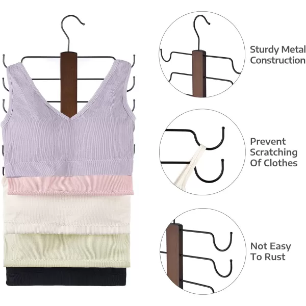 Mkono Tank Top Hanger Set of 2 Bra Hangers for Closet Organizer Space Saving Sports Bra Holder Organizer for 12 Bras Storage Wooden 360 Rotating Hanger for Tank Tops Bras Camisoles Swimsuit