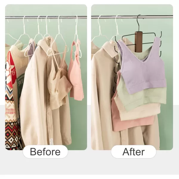 Mkono Tank Top Hanger Set of 2 Bra Hangers for Closet Organizer Space Saving Sports Bra Holder Organizer for 12 Bras Storage Wooden 360 Rotating Hanger for Tank Tops Bras Camisoles Swimsuit