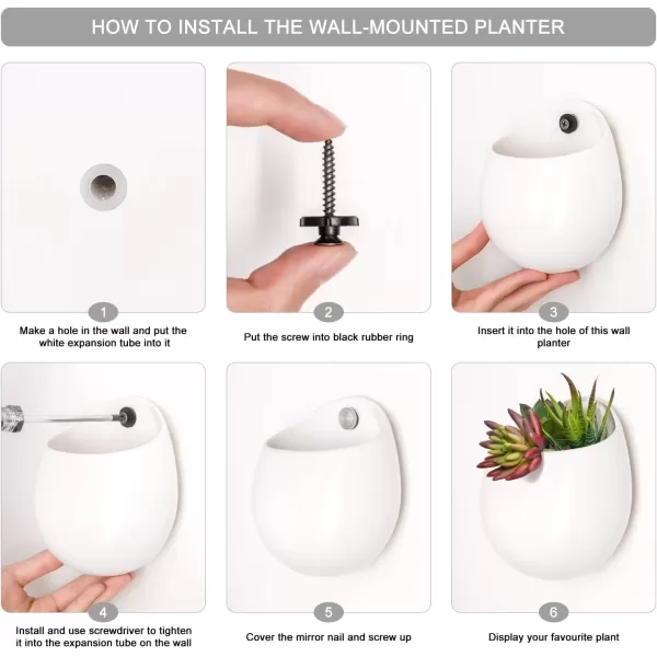 Mkono Wall Planter with Artificial Plants Decorative Potted Fake Succulents Picks Assorted Faux Succulent in Modern Ceramic Hanging Plant Pot Vase for Home Decor Set of 3