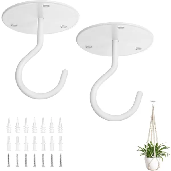 Mkono Ceiling Hooks for Hanging Plants Metal Plant Hanger Bracket Wall Mount Hooks for Hanging Bird Feeders Lanterns Wind Chimes Planters IndoorampampOutdoor Decoration Hooks 2Pack WhiteWhite