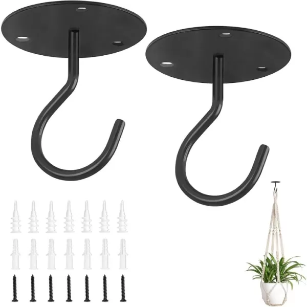 Mkono Ceiling Hooks for Hanging Plants Metal Plant Hanger Bracket Wall Mount Hooks for Hanging Bird Feeders Lanterns Wind Chimes Planters IndoorampampOutdoor Decoration Hooks 2Pack WhiteBlack