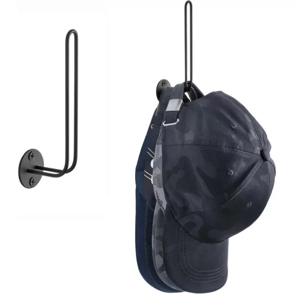 Mkono Hat Organizer for Baseball Caps Set of 2 Wall Hat Rack 5 Inches Space Saving Holds 20 Caps Modern L Shaped Hat Hooks Wall Mount Hat Holder for Closet Bedroom Storage Small BlackBlack