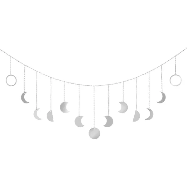 Mkono Moon Phase Wall Hanging Boho Aesthetic Room Decor Metal Moons Garland Hanging Art Bohemian Home Decoration for Girls Room Nursery Bedroom Livingroom Dorm Ideal Gift Gold 50quotSilver