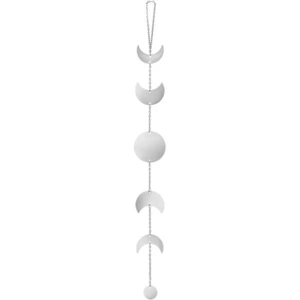 Mkono Moon Phase Wall Hanging Metal Boho Home Decor Vertical Chic Moon Garland for Dorm Nursery Bedroom Living Room Apartment Office Decorative Wall Art Gift for Girls Mom GoldSilver