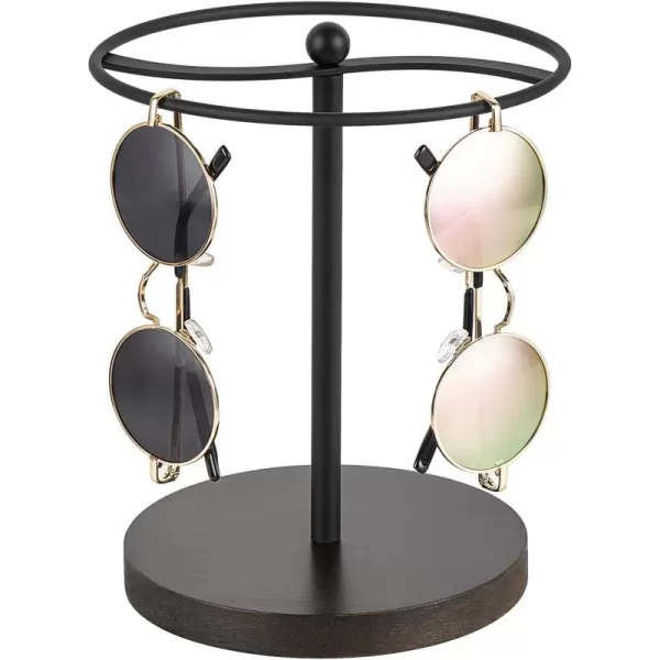 Mkono Sunglasses Organizer Glasses Holder Stand Metal Frame with Wood Base Sunglass Storage Display Eyeglasses Rack for up to 12 Pairs of Eyewear Glasses for Table Dresser Desk Bedroom BlackBlack