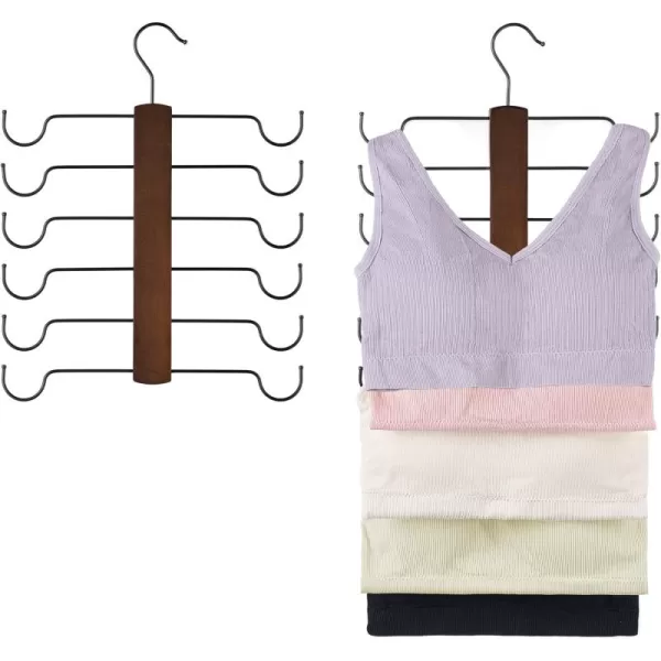 Mkono Tank Top Hanger Set of 2 Bra Hangers for Closet Organizer Space Saving Sports Bra Holder Organizer for 12 Bras Storage Wooden 360 Rotating Hanger for Tank Tops Bras Camisoles Swimsuit