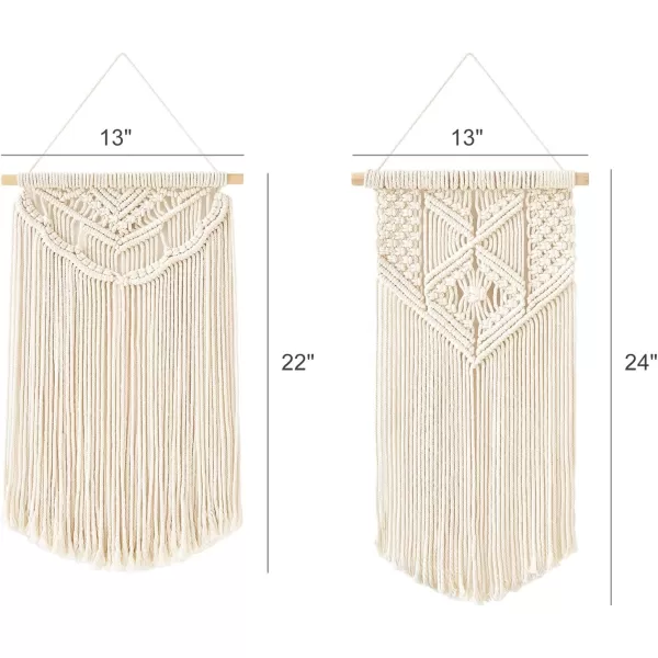 Mkono 2 Pcs Macrame Wall Hanging Boho Wall Art Decor Woven Chic Bohemian Room Decor for Bedroom Nursery Living Room Dorm Apartment Small Size 13quot L x 10quot W and 16quot L x 10quot WMedium