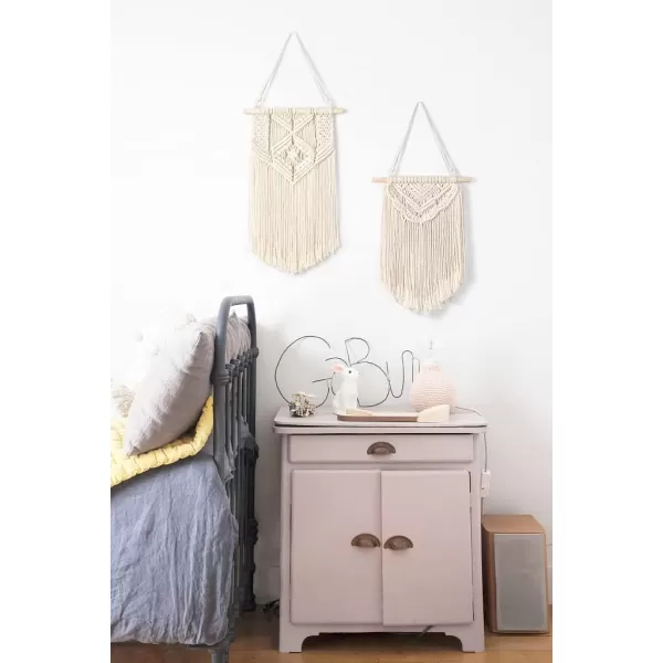 Mkono 2 Pcs Macrame Wall Hanging Boho Wall Art Decor Woven Chic Bohemian Room Decor for Bedroom Nursery Living Room Dorm Apartment Small Size 13quot L x 10quot W and 16quot L x 10quot WSmall