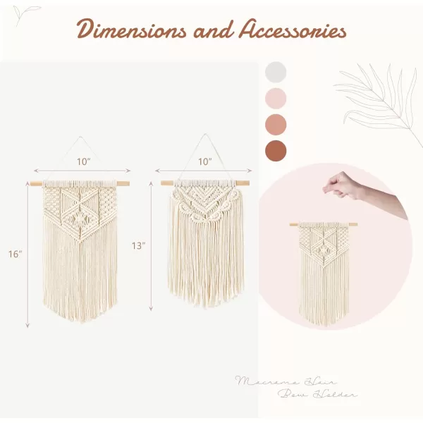 Mkono 2 Pcs Macrame Wall Hanging Boho Wall Art Decor Woven Chic Bohemian Room Decor for Bedroom Nursery Living Room Dorm Apartment Small Size 13quot L x 10quot W and 16quot L x 10quot WSmall