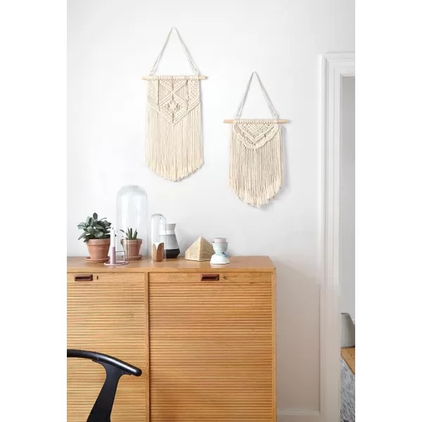 Mkono 2 Pcs Macrame Wall Hanging Boho Wall Art Decor Woven Chic Bohemian Room Decor for Bedroom Nursery Living Room Dorm Apartment Small Size 13quot L x 10quot W and 16quot L x 10quot WSmall