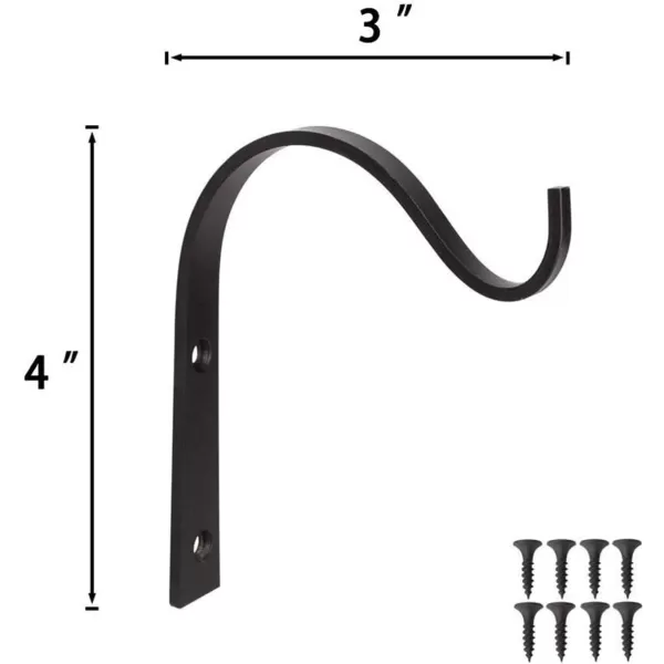 Mkono 4 Pack Iron Wall Hooks for Hanging Plant Lanterns Plant Hanger Fence Metal Bracket for Bird Feeders Wind Chimes Mason Jar Sconces Light Outdoor Indoor Rustic Home Decor 3 Inch4
