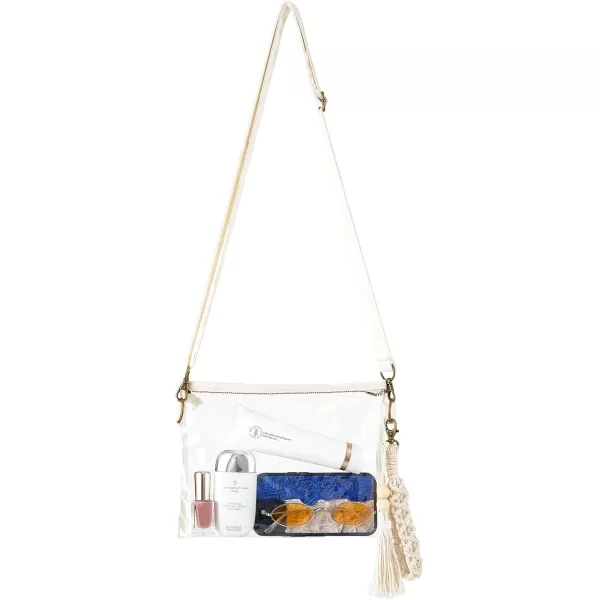 Mkono Clear Bag Stadium Approved Small Purse for Women with Macrame Wristlet Transparent Concert Crossbody Bag for Sport Events Festival Concert Park