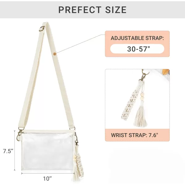 Mkono Clear Bag Stadium Approved Small Purse for Women with Macrame Wristlet Transparent Concert Crossbody Bag for Sport Events Festival Concert Park