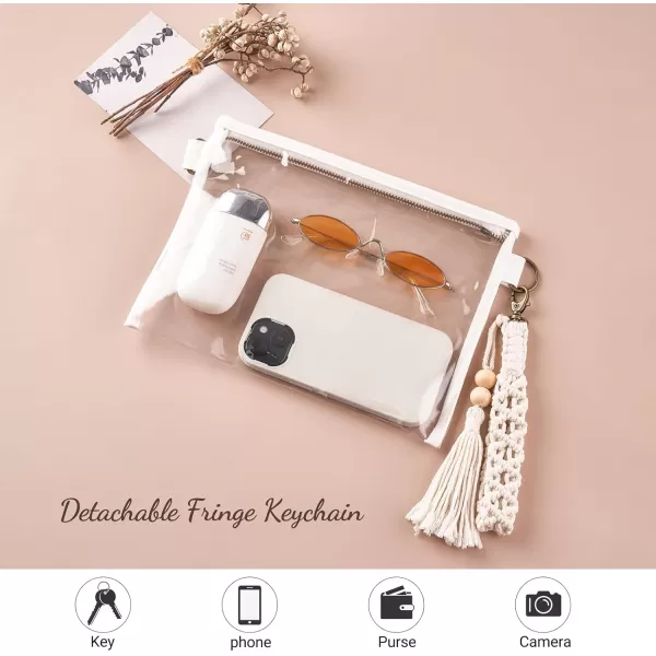 Mkono Clear Bag Stadium Approved Small Purse for Women with Macrame Wristlet Transparent Concert Crossbody Bag for Sport Events Festival Concert Park