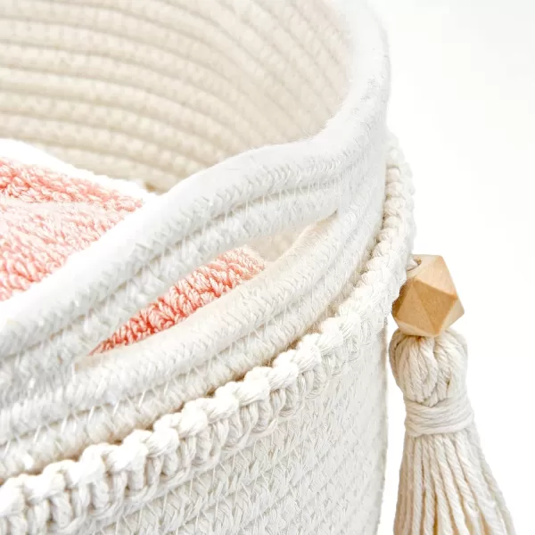Mkono Macrame Decorative Cotton Rope Basket Boho Cute Woven Tassel Closet Storage Bins Organizer for NurseryBaby ToysBlanketsMagazines Potted Plants CoverLiving RoomBedroom Home Decor 15quotx 14quot157x196
