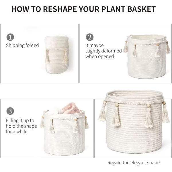 Mkono Macrame Decorative Cotton Rope Basket Boho Cute Woven Tassel Closet Storage Bins Organizer for NurseryBaby ToysBlanketsMagazines Potted Plants CoverLiving RoomBedroom Home Decor 15quotx 14quot157x196