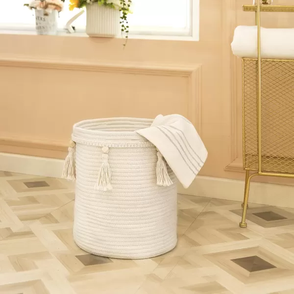 Mkono Macrame Decorative Cotton Rope Basket Boho Cute Woven Tassel Closet Storage Bins Organizer for NurseryBaby ToysBlanketsMagazines Potted Plants CoverLiving RoomBedroom Home Decor 15quotx 14quot157x196