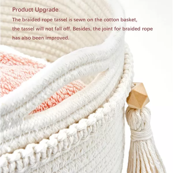 Mkono Macrame Decorative Cotton Rope Basket Boho Cute Woven Tassel Closet Storage Bins Organizer for NurseryBaby ToysBlanketsMagazines Potted Plants CoverLiving RoomBedroom Home Decor 15quotx 14quot14x15