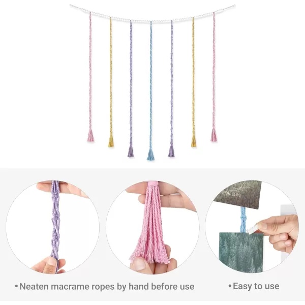 Mkono Macrame Hanging Photo Display Wall Decor with String Lights Boho Wooden Beads Garland Collage Picture Card Frame Holder with 45 Clips for Bedroom Living Room Dorm Teen Girl Teenage GiftsMulti