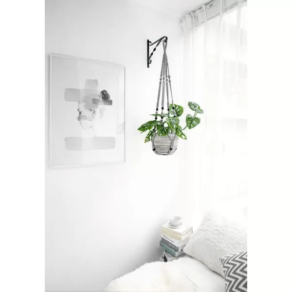 Mkono Macrame Plant Hanger Indoor Hanging Planter Basket with Wood Beads Decorative Flower Pot Holder No Tassels for Indoor Outdoor Boho Home Decor 35 Inch Ivory Set of 1 POTS NOT IncludedGray
