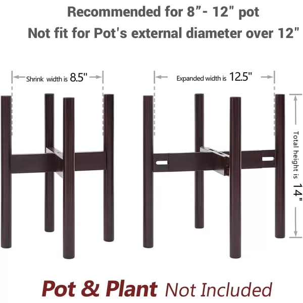Mkono Mid Century Plant Stand Adjustable Indoor Modern Plant Holder Wooden Planter Stand Plant and Pot NOT Included Adjust Width 8quot up to 12quot Nut Brown