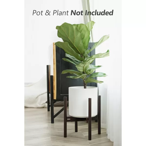 Mkono Mid Century Plant Stand Adjustable Indoor Modern Plant Holder Wooden Planter Stand Plant and Pot NOT Included Adjust Width 8quot up to 12quot Nut Brown